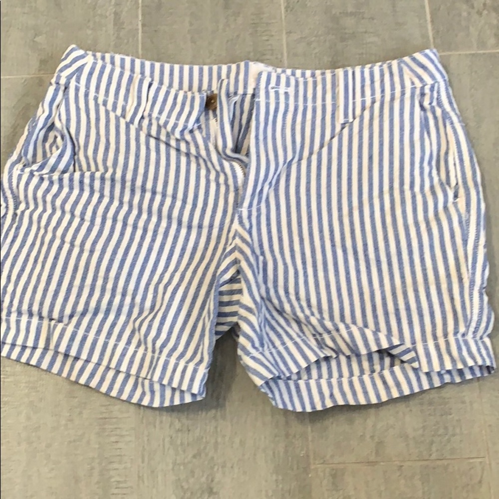 blue striped shorts